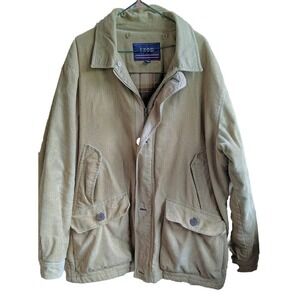 Izod Men Wale Corduroy Barn Chore Coat L Heavyweight Trucker Western Cowboy Farm